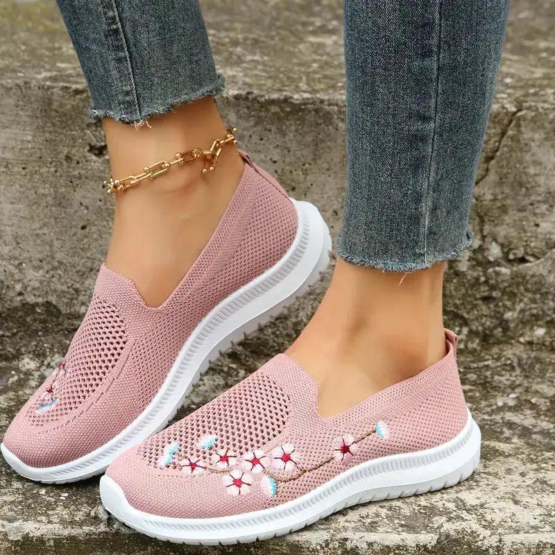 Embroidered Flower Sneakers