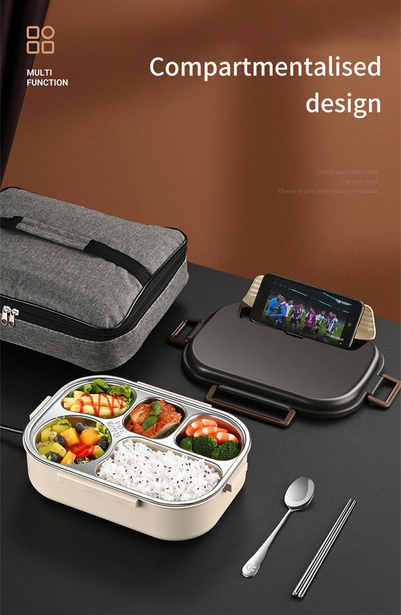 Electric Heated Lunch Boxes Stainless Steel Food Insulation Bento Lunch Box Home Car Keep Warm Lunch Box 1.2L, 12V/220V