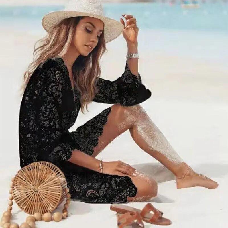 Lace Bathing Suit Cover-Up Boho Beach Maxi Dress