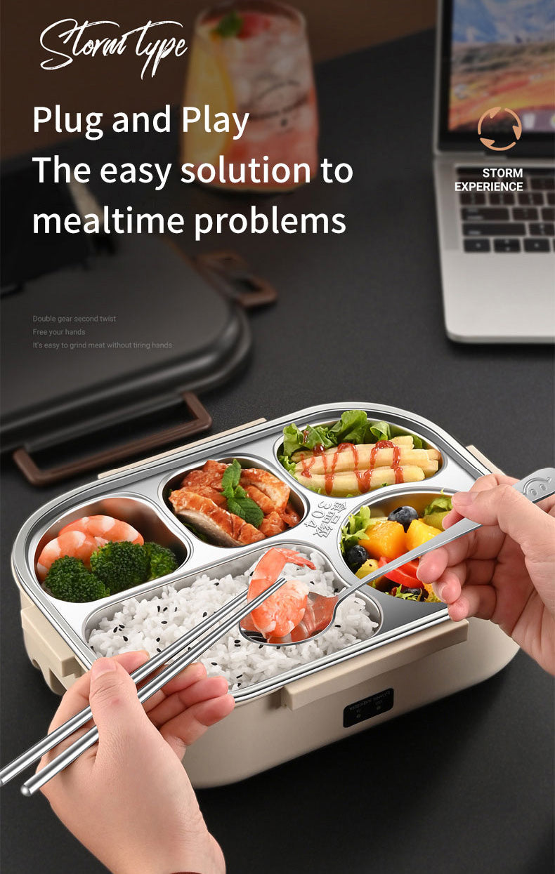 Electric Heated Lunch Boxes Stainless Steel Food Insulation Bento Lunch Box Home Car Keep Warm Lunch Box 1.2L, 12V/220V