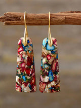 Geometrical Shape Imperial Jasper Dangle Earrings - The Next Door Neighbor 