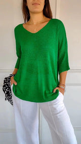 Trendy V-Neck Top - The Next Door Neighbor 