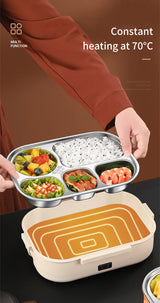 Electric Heated Lunch Boxes Stainless Steel Food Insulation Bento Lunch Box Home Car Keep Warm Lunch Box 1.2L, 12V/220V