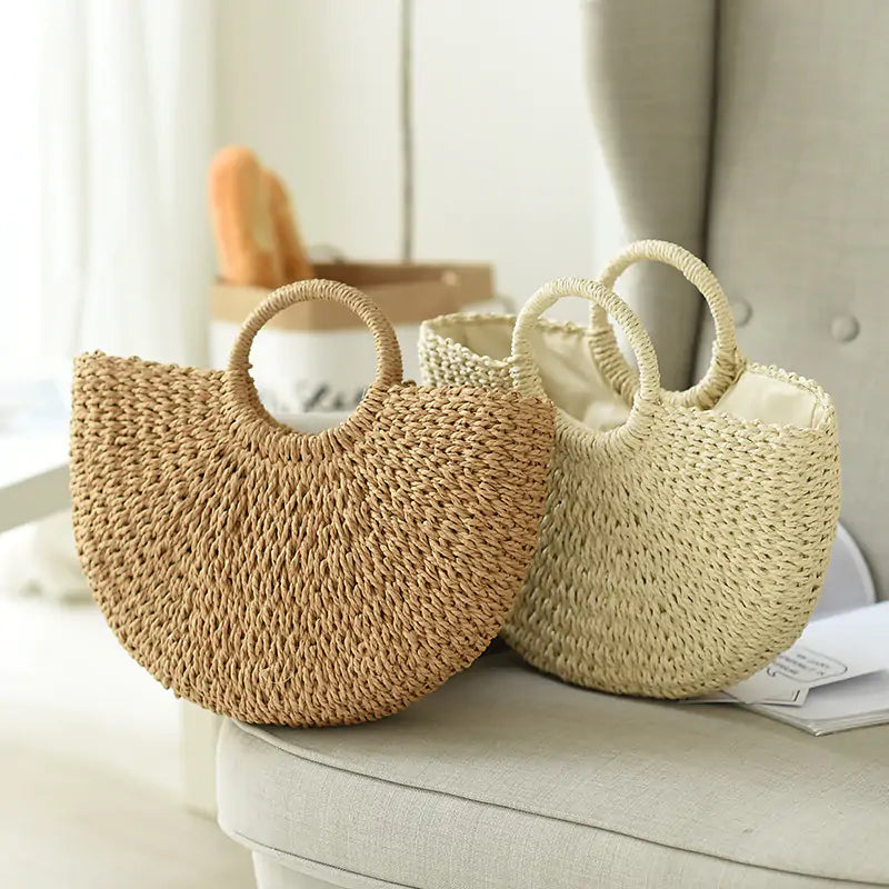 Boho Handmade Straw Bag - The Next Door Neighbor 