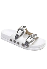 White Double Buckle Sandals - The Next Door Neighbor 