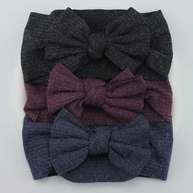 3Pcs Knit Baby Headband Bow Set