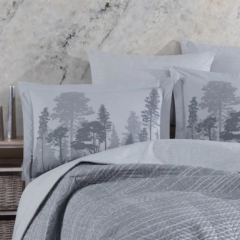 Hobby Tully Gray - Single Poplin Quilted Duvet Cover Set