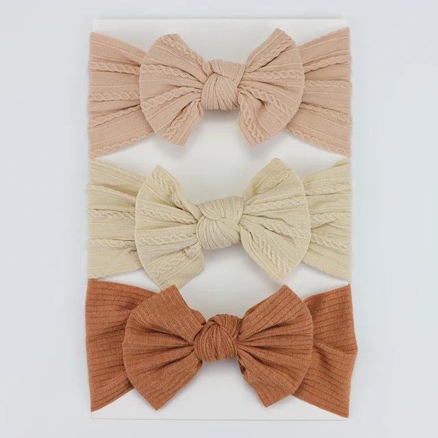 3Pcs Knit Baby Headband Bow Set