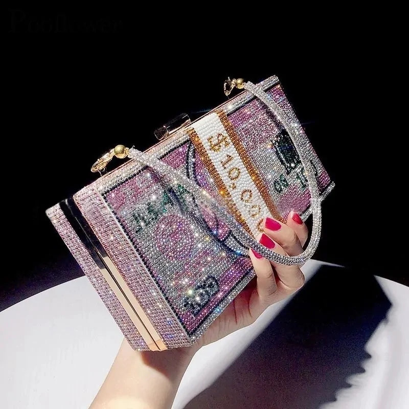 Crystal Money Clutch Bag - The Next Door Neighbor 