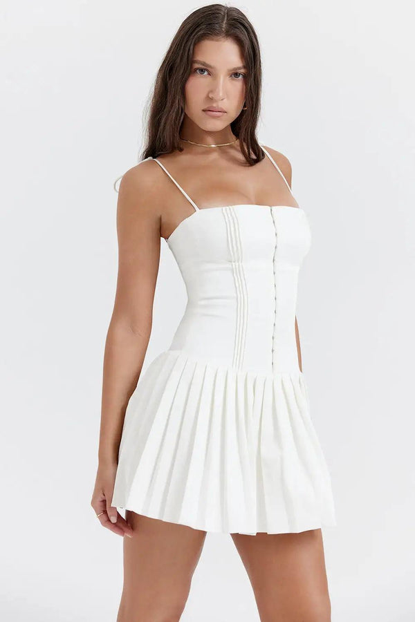 White Pleated Dress - The Next Door Neighbor 