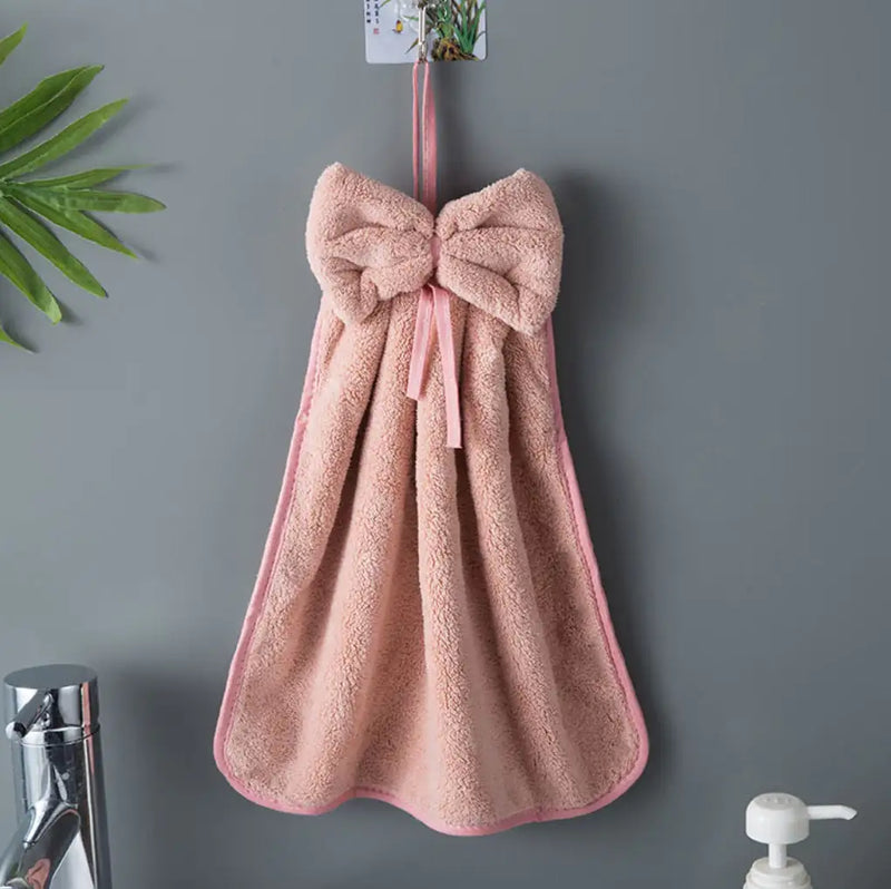 Coral Velvet Bowknot Hand Towels Set - The Next Door Neighbor 