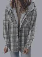 Casual Plaid Hooded Woolen Coat