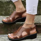 Comfort Leather Wedge Sandals - The Next Door Neighbor 