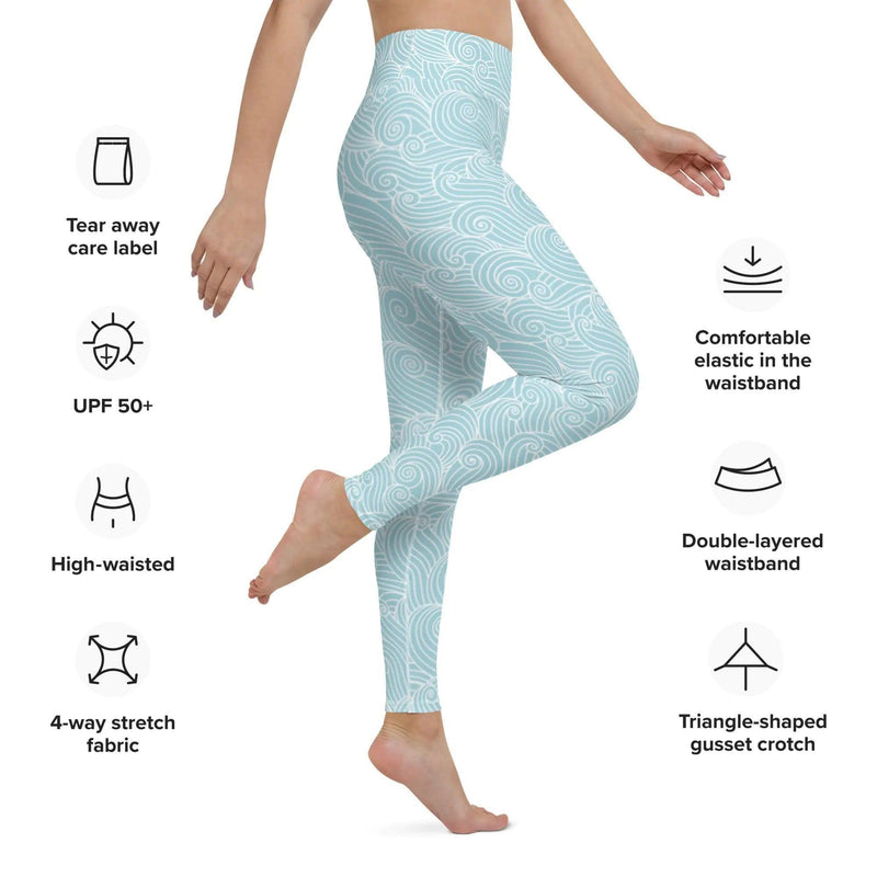 Topical Seas Blue Ocean Swirl Yoga Leggings - The Next Door Neighbor 