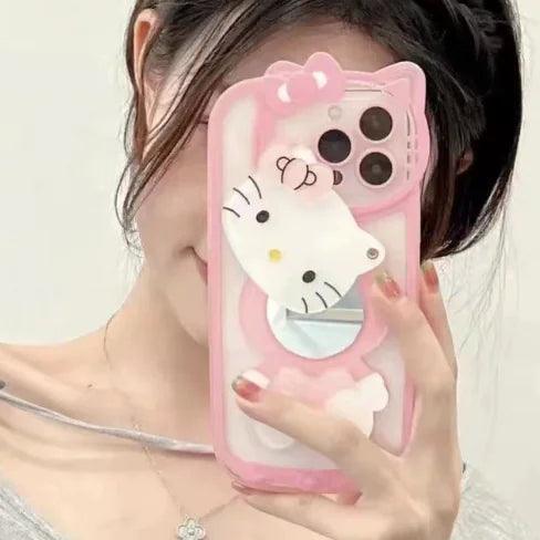 Hello Kitty Phone Case With Cover Mirror Holder - The Next Door Neighbor 