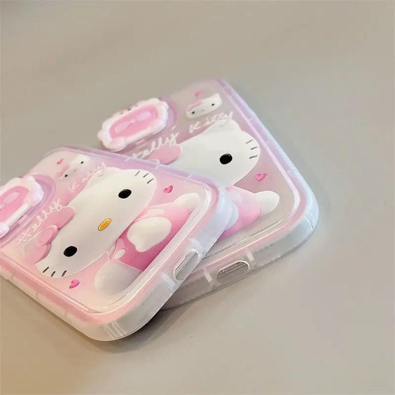 Hello Kitty Phone Case With Cover Mirror Holder - The Next Door Neighbor 