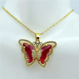 Crystal Glass Butterfly Necklace