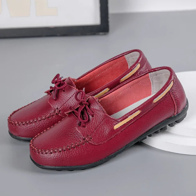 Woman's Leather Lace-up Flats - The Next Door Neighbor 