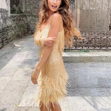 Fringed Sequin Feather Dress