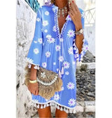 Daisy Print Bohemian Dress - The Next Door Neighbor 