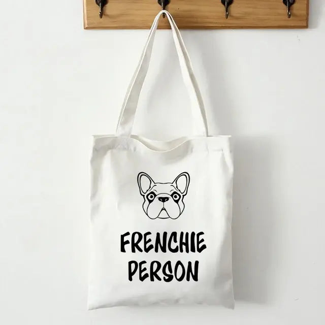 French Bulldog Print Canvas Tote Bag