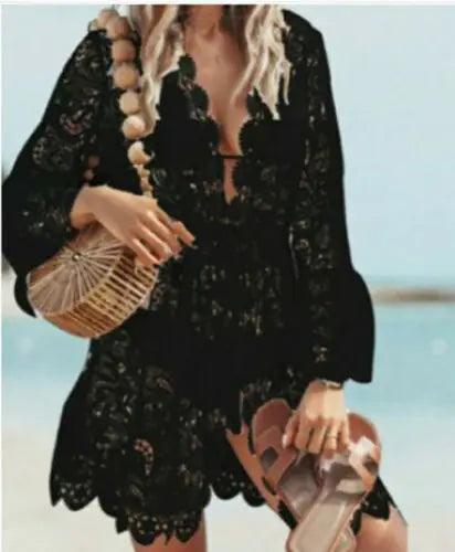 Lace Bathing Suit Cover-Up Boho Beach Maxi Dress