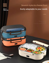 Electric Heated Lunch Boxes Stainless Steel Food Insulation Bento Lunch Box Home Car Keep Warm Lunch Box 1.2L, 12V/220V