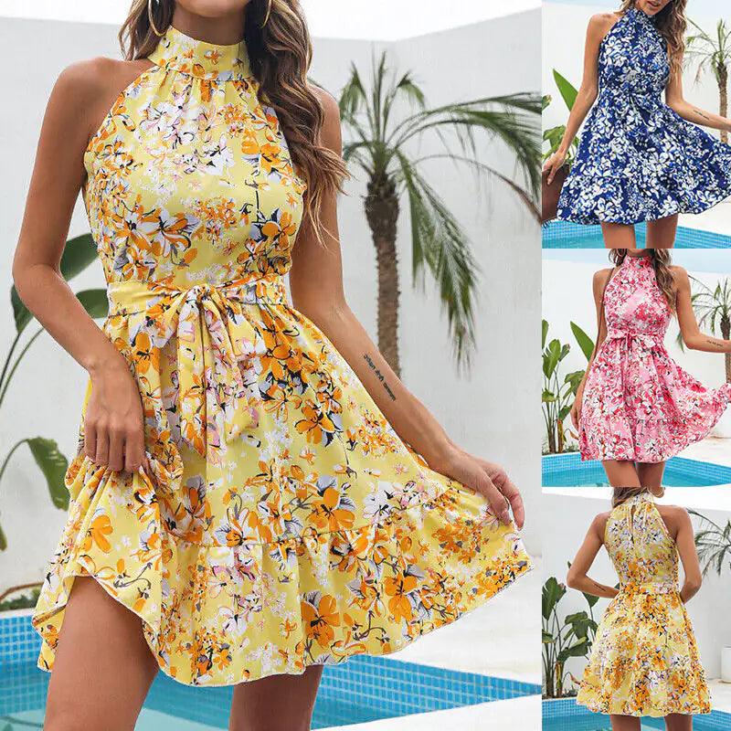 Floral Halterneck Summer Dress