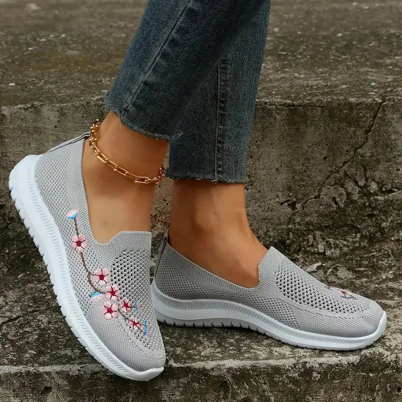 Embroidered Flower Sneakers