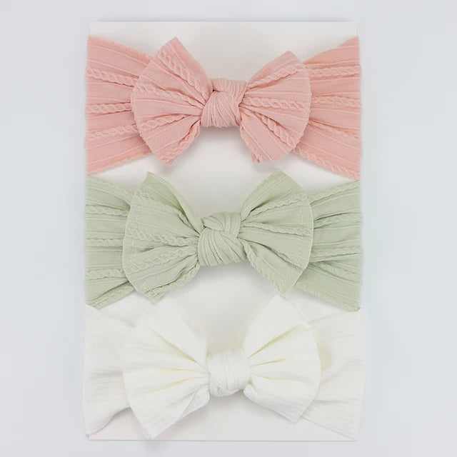 3Pcs Knit Baby Headband Bow Set