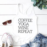 Repeat Coffee, Yoga, Wine: Funny Racerback Tank for Gym and Summer Workouts