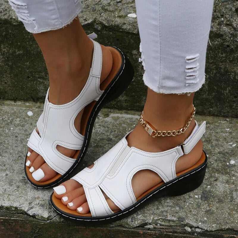 Comfort Leather Wedge Sandals - The Next Door Neighbor 