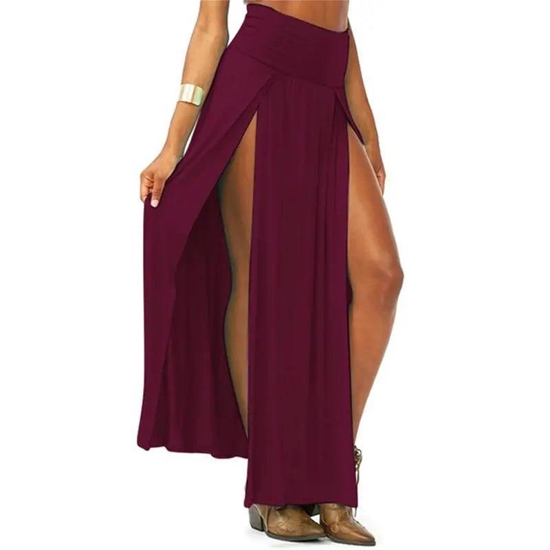 High Waisted Double Slit Maxi Skirt - The Next Door Neighbor 