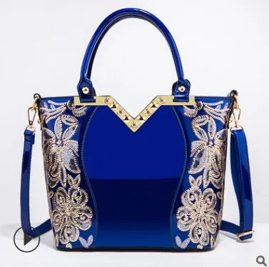 Luxury Sequin Embroidery Leather Handbag