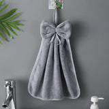 Coral Velvet Bowknot Hand Towels Set