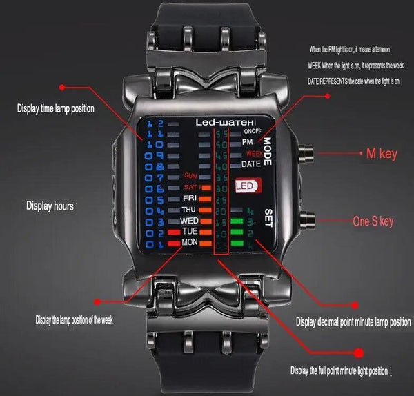 Luxury Men's Watch LED Sports Date Digital Bracelet Waterproof Quartz Wristwatch