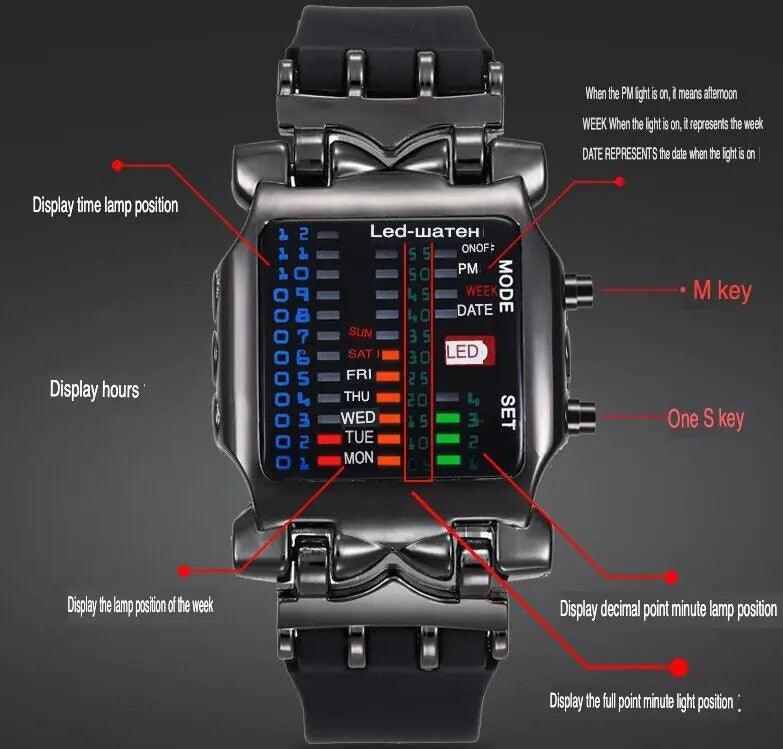 Luxury Men's Watch LED Sports Date Digital Bracelet Waterproof Quartz Wristwatch