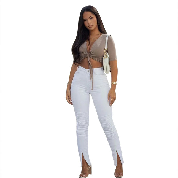 White High Waist High Stretch Slim Fit Denim