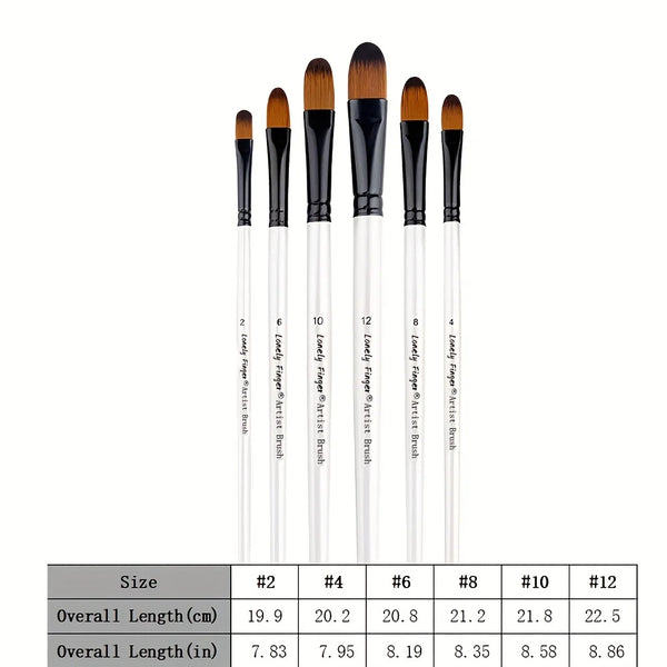 6pcs Artist Paintbrushes For Acrylic Oil Watercolor