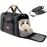 Foldable Cat Carrier Bag with Safety Zippers