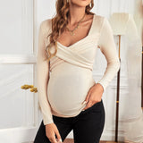 Maternity Long Sleeve Nursing V-Neck Blouse