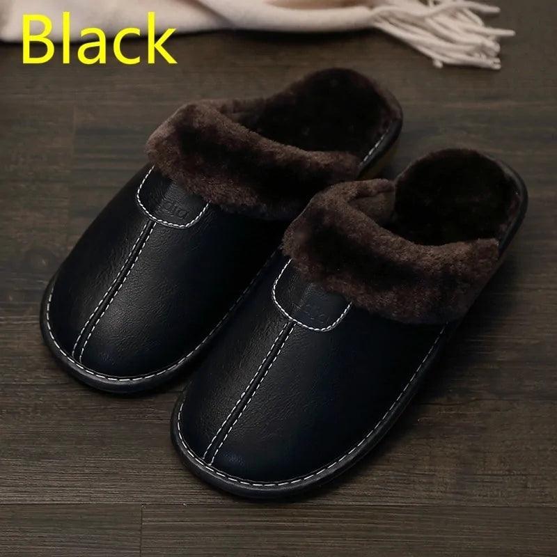 Men's Warm Leather Slippers - The Next Door Neighbor 