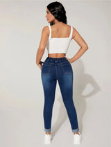 High Waist Stretch Drawstring Skinny Denim Pants