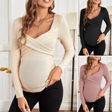 Maternity Long Sleeve Nursing V-Neck Blouse