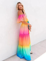 Bohemian Ruffled Off Shoulder Dress - The Next Door Neighbor 