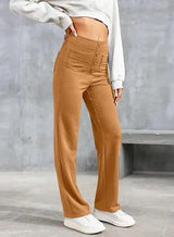 Elastic Relaxed High-Waisted Pants - The Next Door Neighbor 