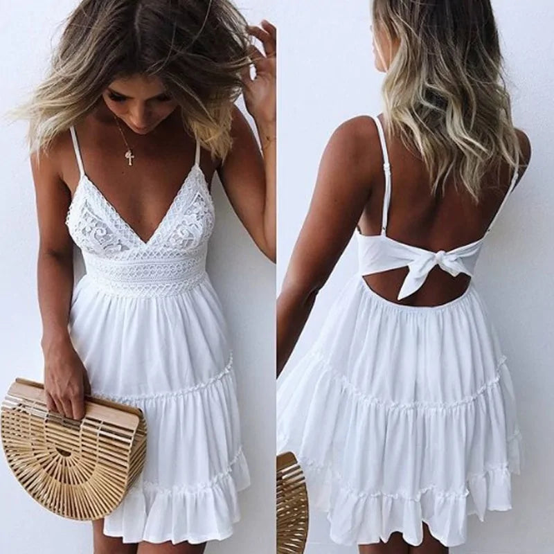 Lace Sleeveless Spaghetti Strap Dress