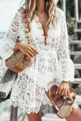 Lace Bathing Suit Cover-Up Boho Beach Maxi Dress