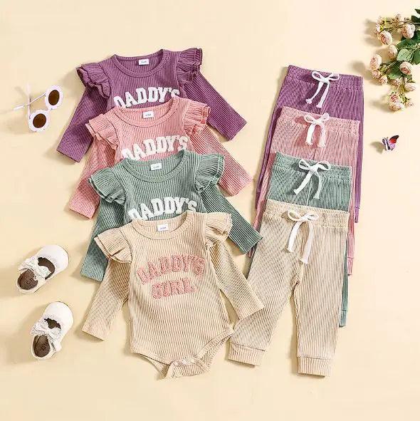 Candy Color Striped Embroidered Set