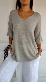 Trendy V-Neck Top - The Next Door Neighbor 